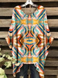 Women's Vintage Ethnic Style Geometric Pattern Round Neck Top