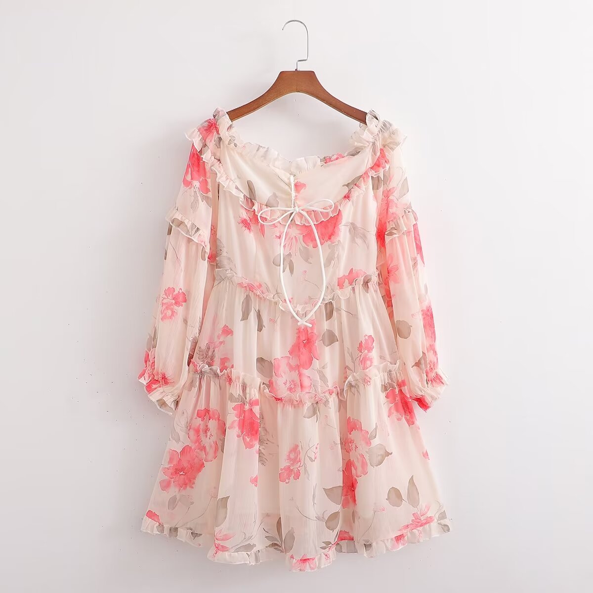 Autumn Print Ruffle Sleeve Mini Dress – Girly Fairy Gas Dress