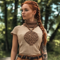 Vintage Viking Tree Of Life Print Linen Short Sleeve T-shirt elevenforest