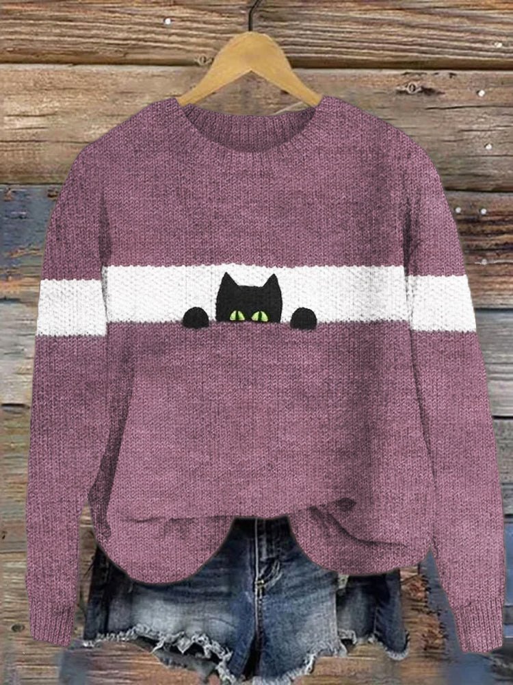 Funny Cat Knit Cozy Sweater elevenforest