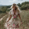 Vintage Floral Embroidery Short-sleeved Comfy Dress elevenforest