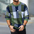 Men'S Vintage Color Block Plaid Jacquard Cozy Sweater elevenforest