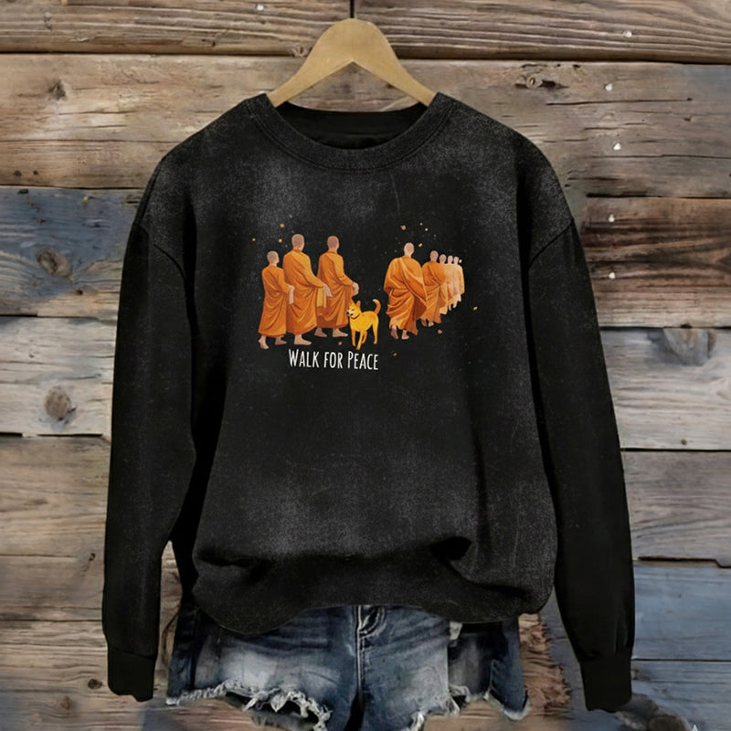 Comstylish Women's Walk For Peace Art Print Crew Neck Sweatshirt
