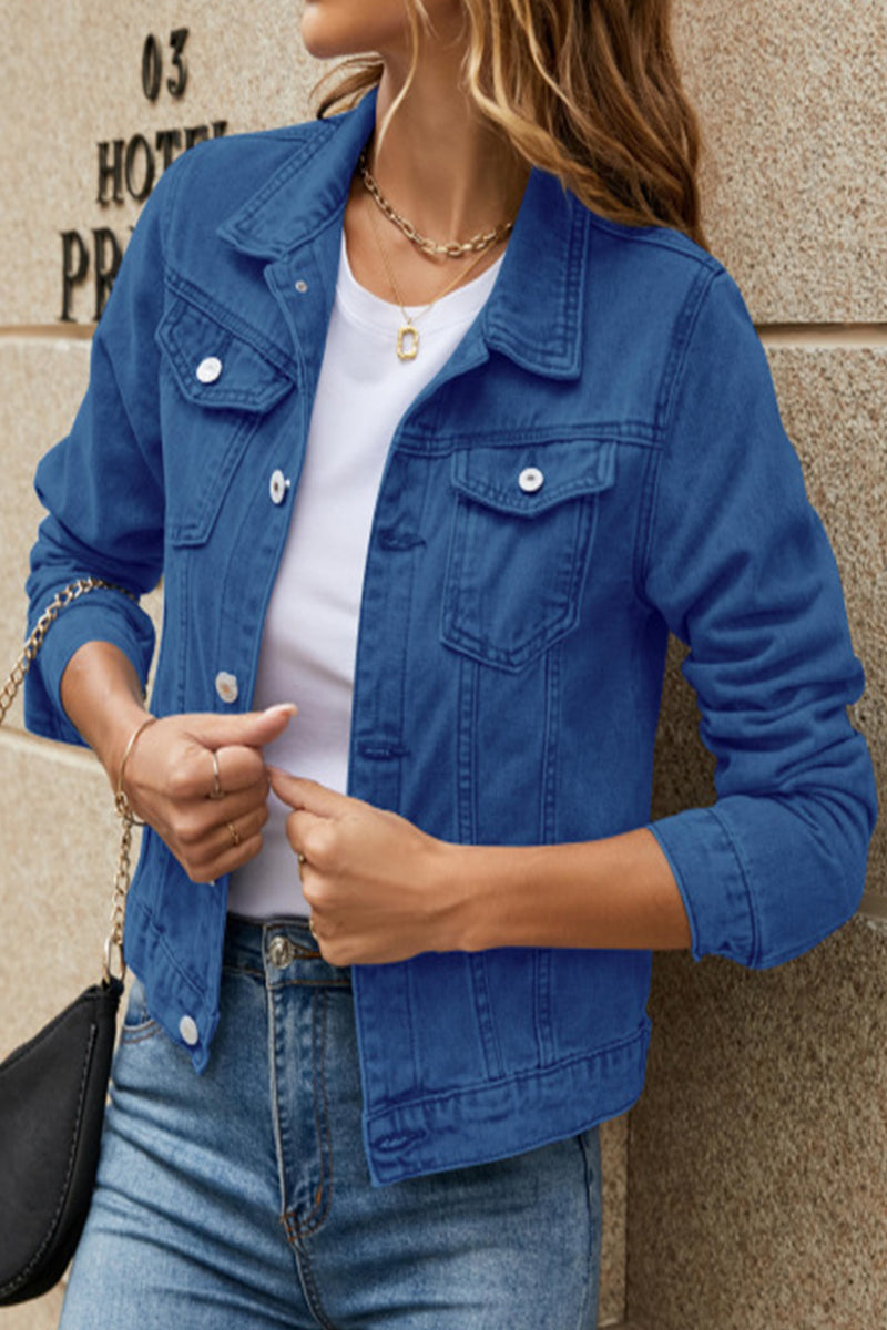 Street Patchwork Turndown Collar Outerwear