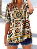 Women's Vintage Ethnic Style Tattoo Pattern Art Printed Cotton and Lin