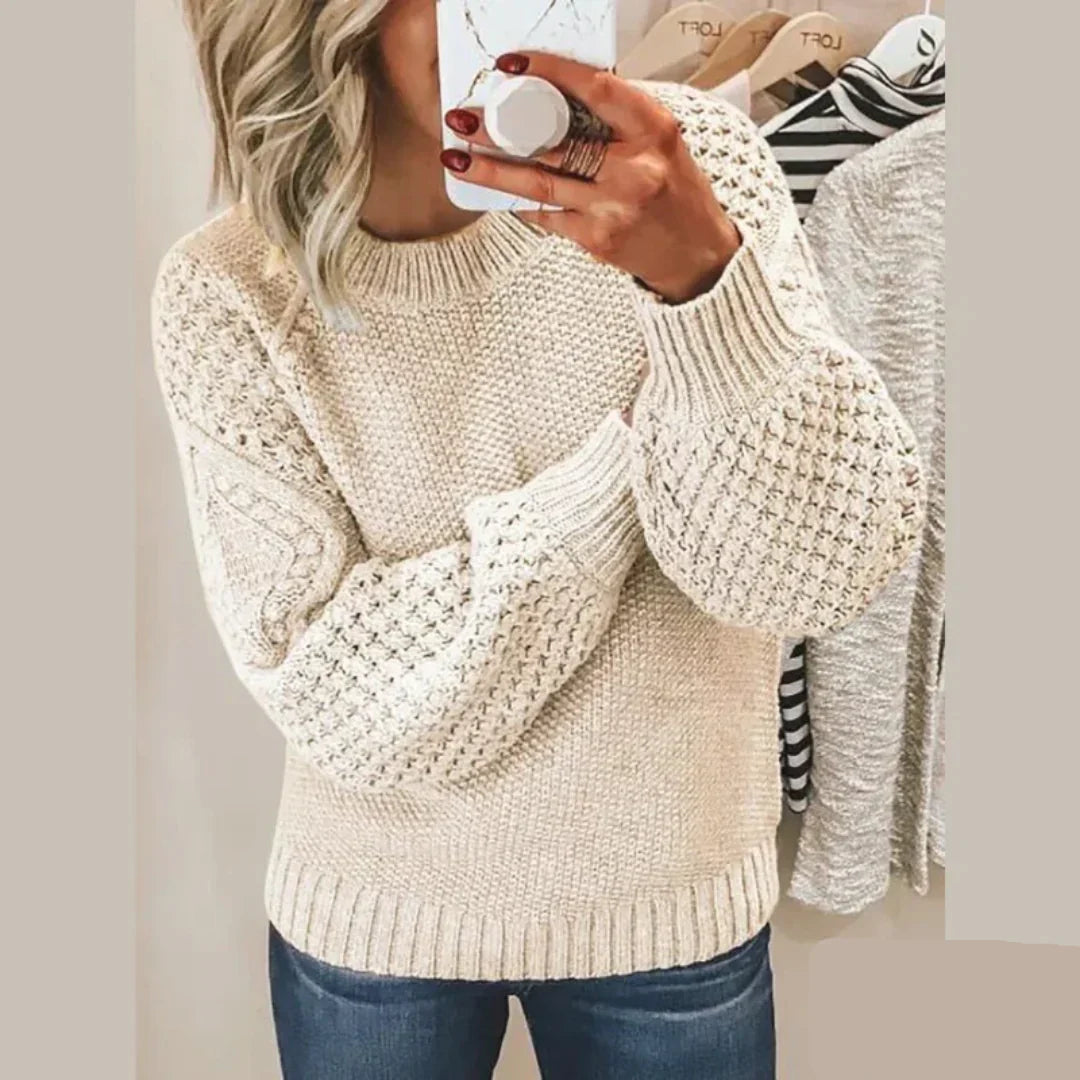 Deborah® | Structured classic sweater with puff sleeves