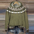 Vintage Hooded Lambs Jacquard Sweater elevenforest