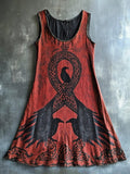 Raven & Celtic Knot Pattern Norse Mythology Art Vintage Linen Vest Dress elevenforest