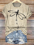 Dragonfly Let It Be Print Crew Neck T-shirt