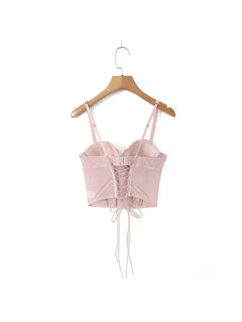 Lace Camisole Tie Up Tank Top