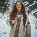 Women's Viking Tribal Witch Inspired Celtic Chunky Knit V-neck Sweater elevenforest