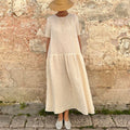Vintage Plaid Linen Blend Vacation Dress elevenforest