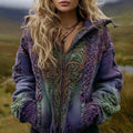 Women's Vintage Viking Celtic Knot Knit Zipper Sweater Cardigan elevenforest