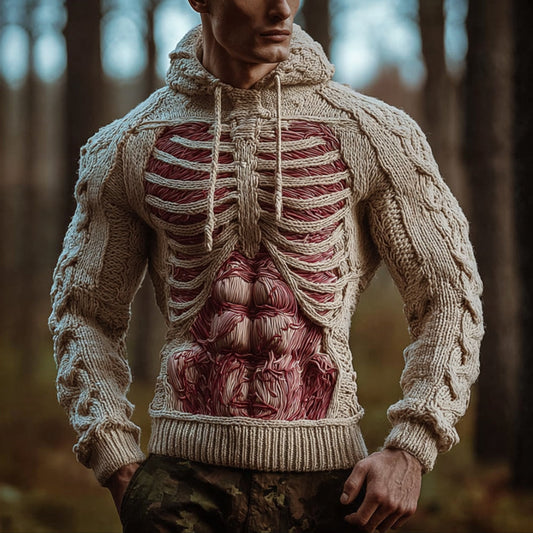 Men's Halloween Anatomy And Muscle Art Knitted Hoodie Sweater artswardrobe