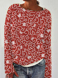 Sleepy Cat Faces and Swirly Scrolls Japanese Art Cotton Cozy Sweater elevenforest