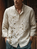 Bohemian Retro Style Floral Print Men's Long-sleeve Shirt elevenforest