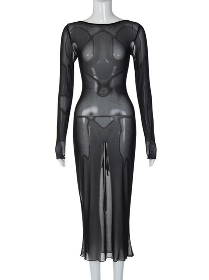 Backless Strappy Dress Summer Outfits for Long Sleeve Tulle Maxi Dresses Vestido