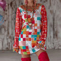 Comstylish Women's Abstract Plaid Contrast Print Mini Dress
