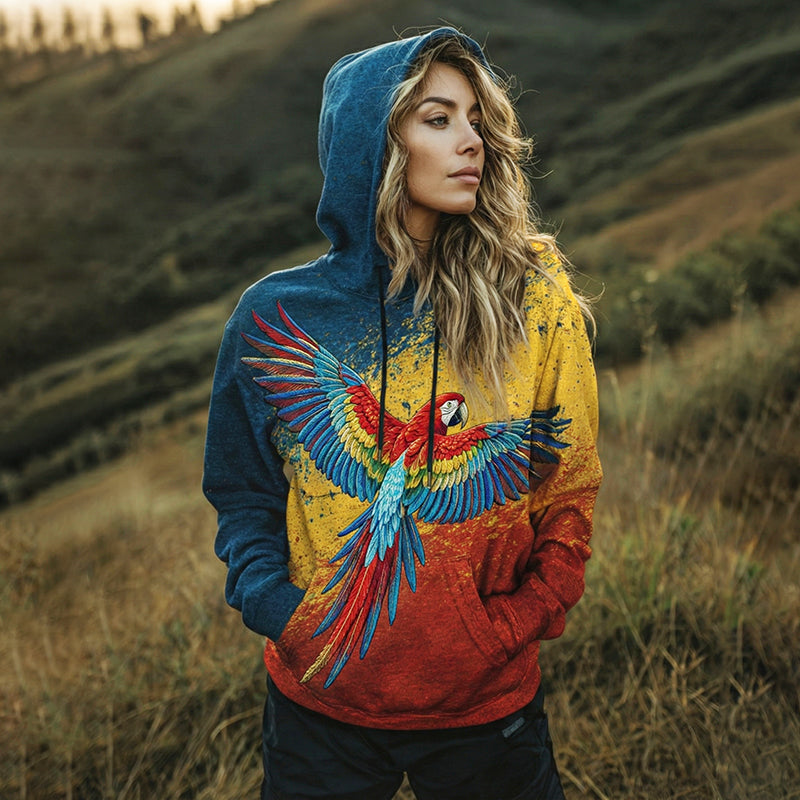 Women's Venezuelan Parrot Colorful Hoodie elevenforest