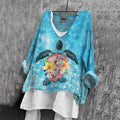 Sea Turtle Art Pattern Linen Blend Tunic elevenforest