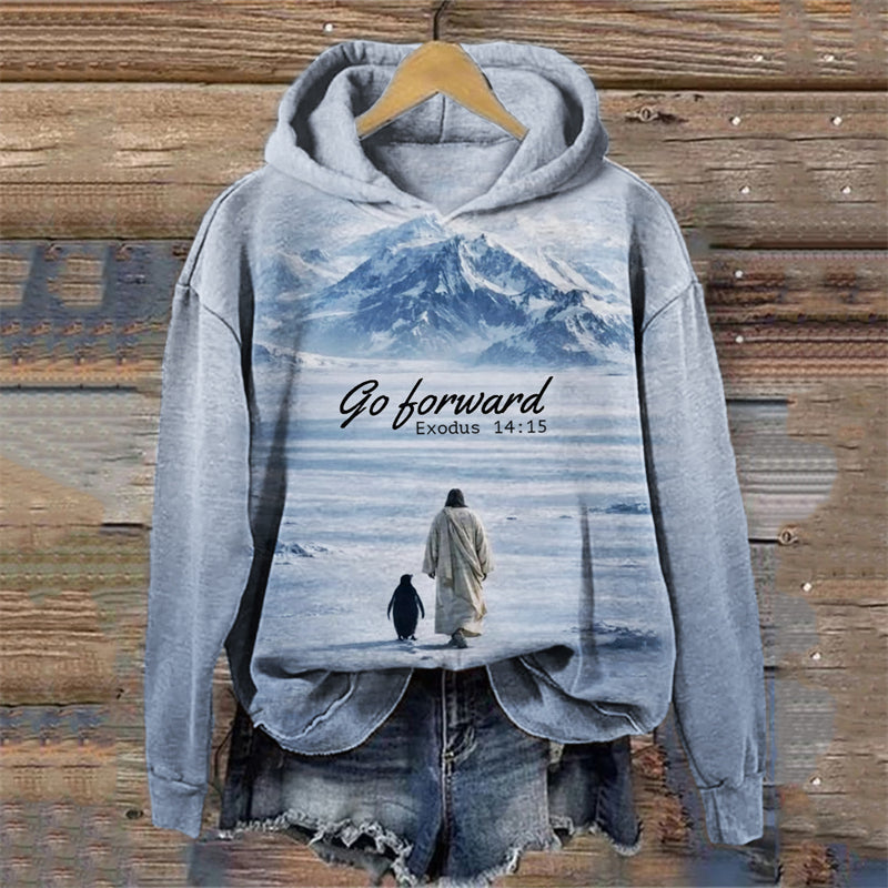 Comstylish Go Forward Nihilism Penguin & Jesus Hoodie