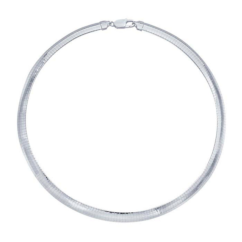 8mm Wide Sterling Silver Omega Necklace Chain - 18 Inches
