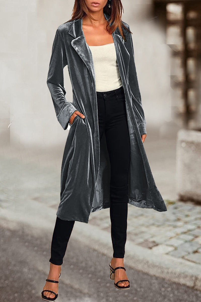 British Style Pocket Turn-back Collar Outerwear