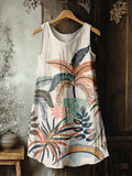 Vintage Boho Graphic Linen Blend Tank Dress elevenforest