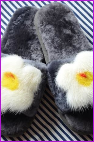 Panda/flower/smile Sheep Fur Slippers Df002
