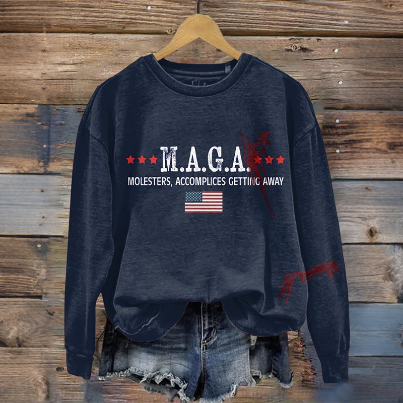 Comstylish Molesters,accomplices Getting Away Maga Graphic Sweatshirt