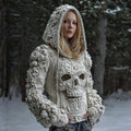 Women's Skull Flower Art Knit Hooded Sweater elevenforest