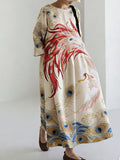 Comstylish Japanese Art Retro Leisure Linen Dress