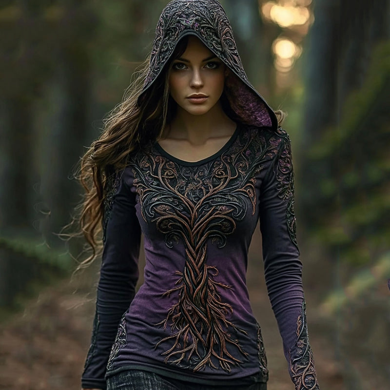 Women's Viking Gradient Tree Of Life Comfy Hoodie elevenforest