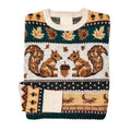 Retro Fall Autumn Squirrel Printed Women's Sweater artswardrobe