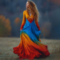 Women's Venezuela Gradient V-neck Midi Dress elevenforest