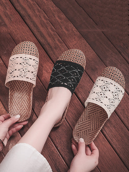 Summer Rattan Weaving Indoor Slippers Zz1011