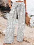 Women's Casual Retro Embroidered Floral Print Pants elevenforest