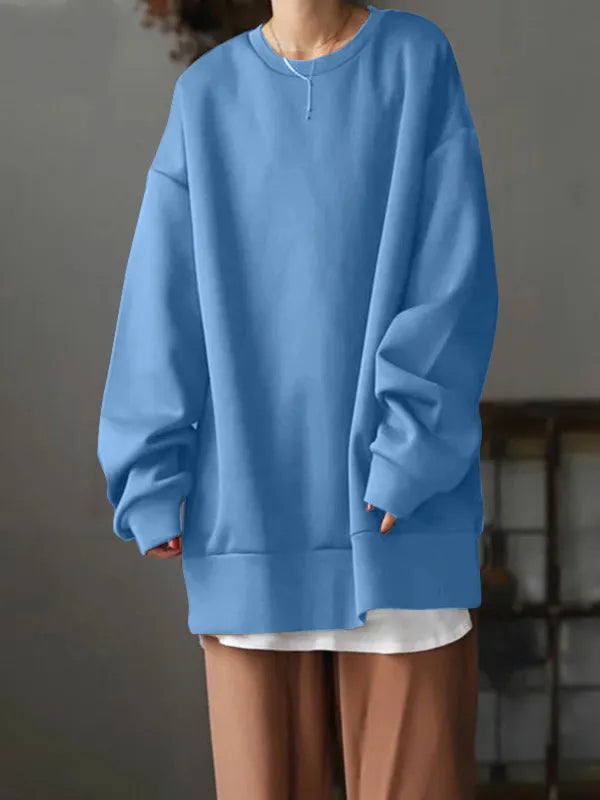 Loose Color Round-neck Sweatshirt Top