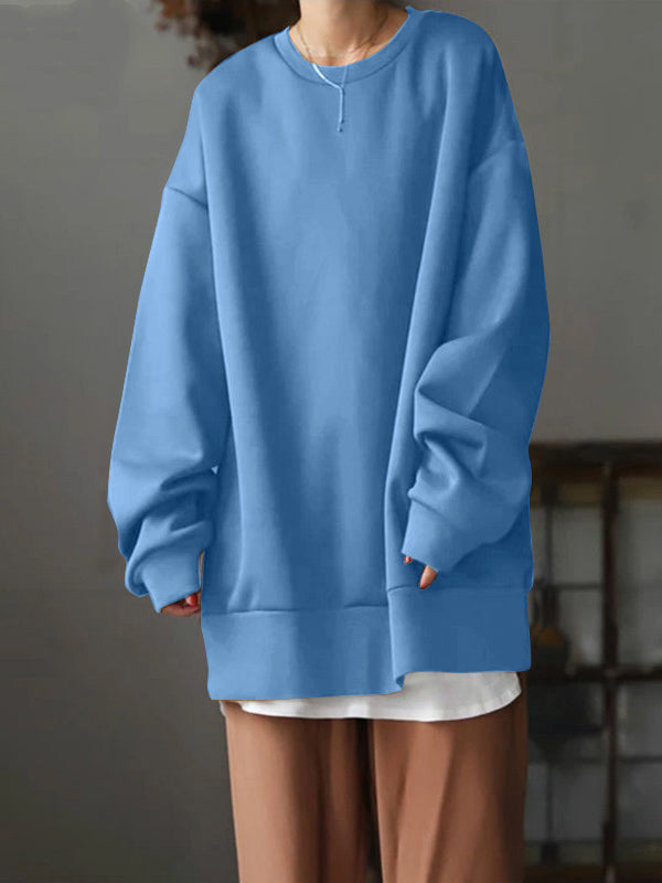 Loose Color Round-neck Sweatshirt Top