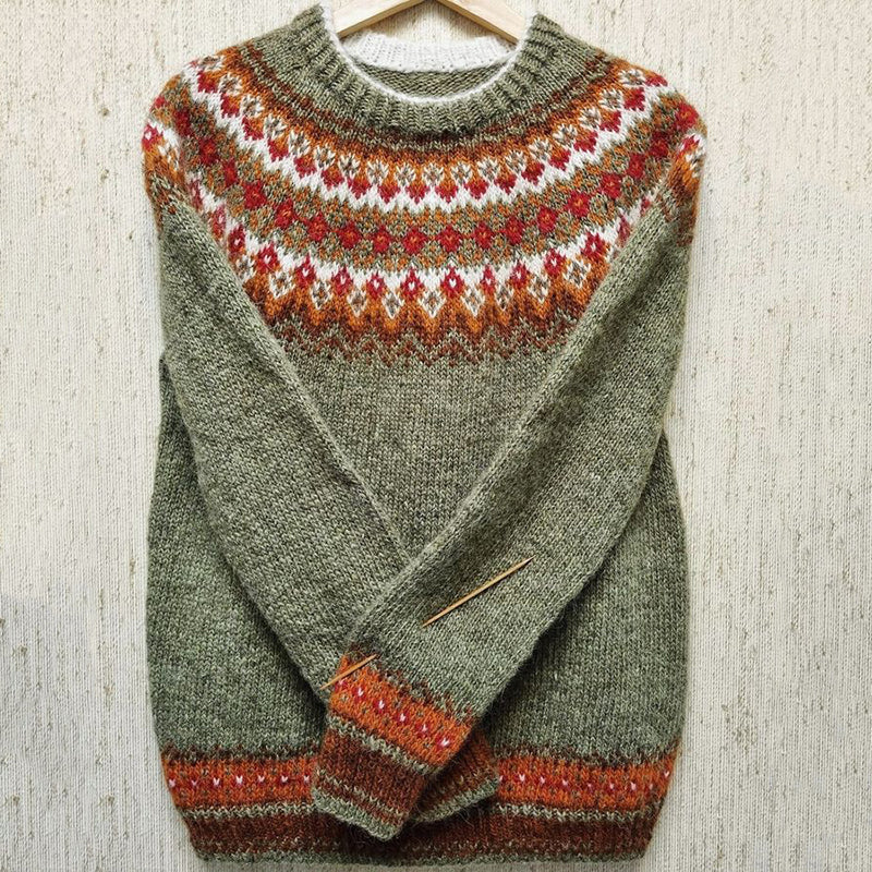 Vintage Icelandic Jacquard Knitted Pattern Cozy Sweater elevenforest