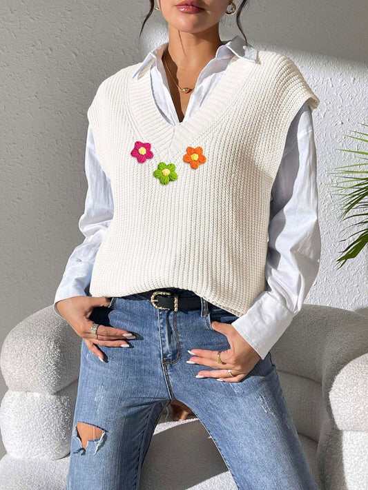Renata® | V-neck floral sweater