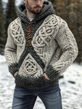 Vintage Celtic Knot Coarse Knit Men's Hooded Sweater elevenforest