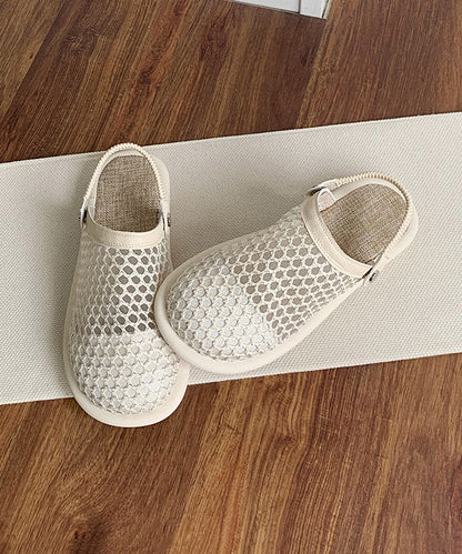 Beige Hollow Out Breathable Mesh Splicing Sandals Aa027