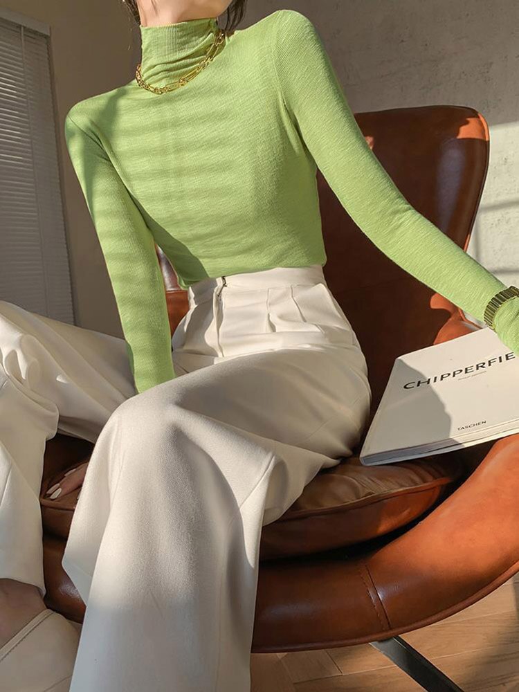 Woman Tshirts ’s Turtleneck Long-sleeved T-shirt Autumn Winter Coat Tops Mujer Camisetas
