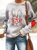 Comstylish Bunny With Glasses Women's Long Sleeve Sweatshirt