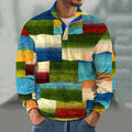 Retro Geometric Color Block Art Pattern Casual Sweatshirt elevenforest