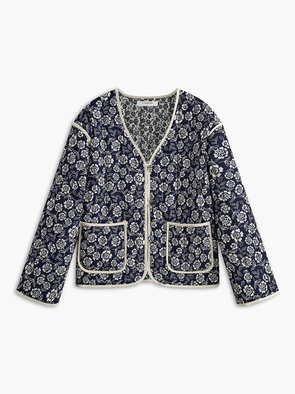 Printed Pockets Winter Coat