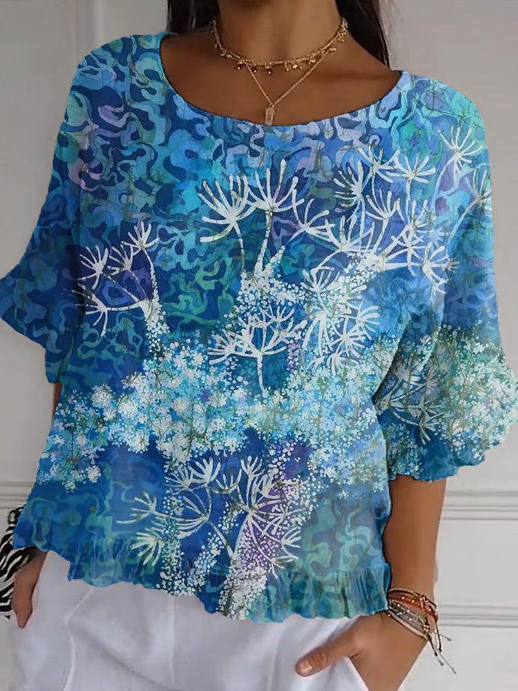 Women's Flower Print Short Sleeve Top elevenforest
