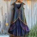 Vintage Purple Floral Lace Gradient Art Comfy Tank Dress elevenforest