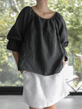Women's Loose Elastic Neck Lantern Sleeve Two-Wear Top